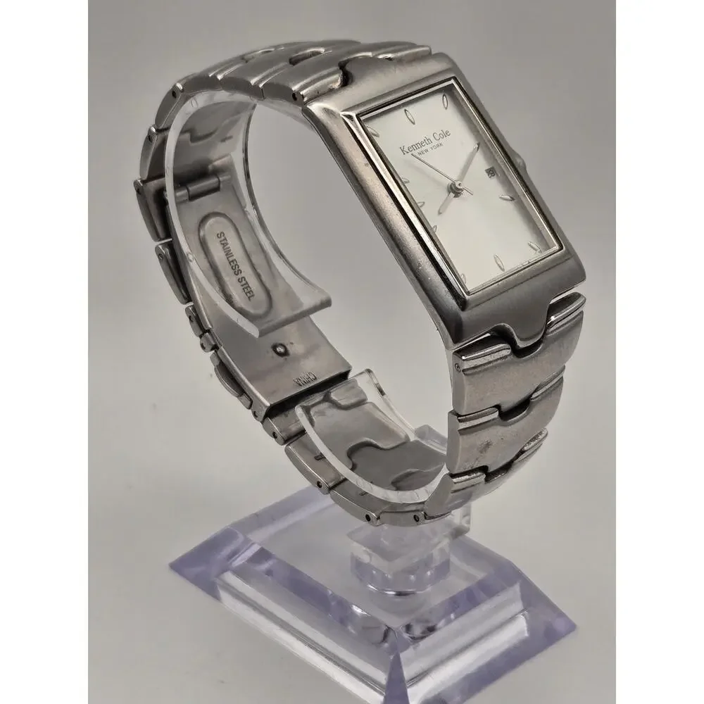 Kenneth Cole New York Rectangular Watch, Silver Tone